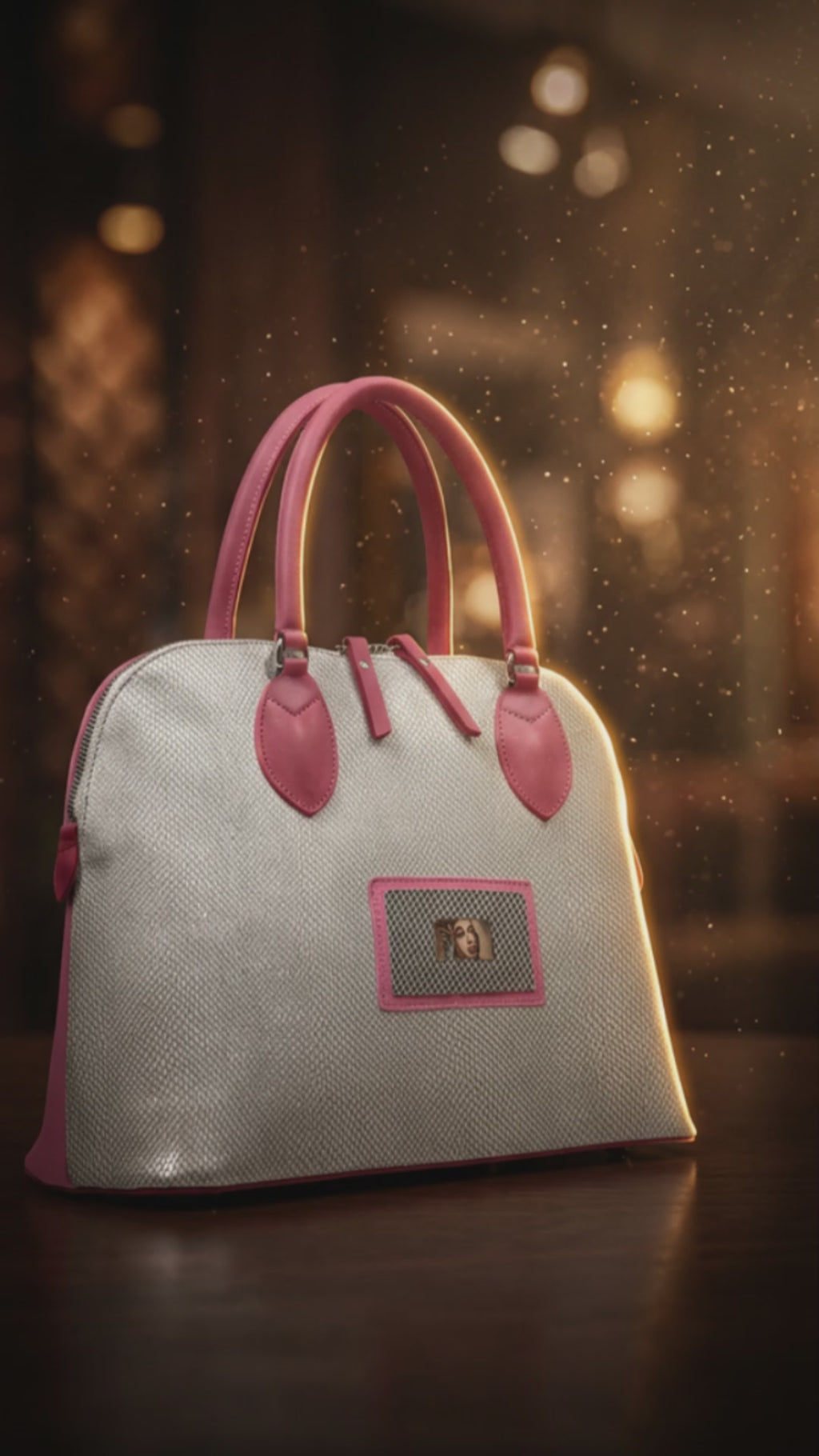 Sac de luxe Rich and Rich TatooFushion pour femme en cuir italien rose et blanc