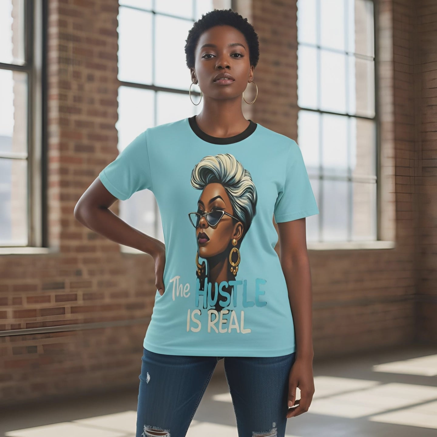 Rich and Rich Women's The Hustle is Real Light Blue Tshirt