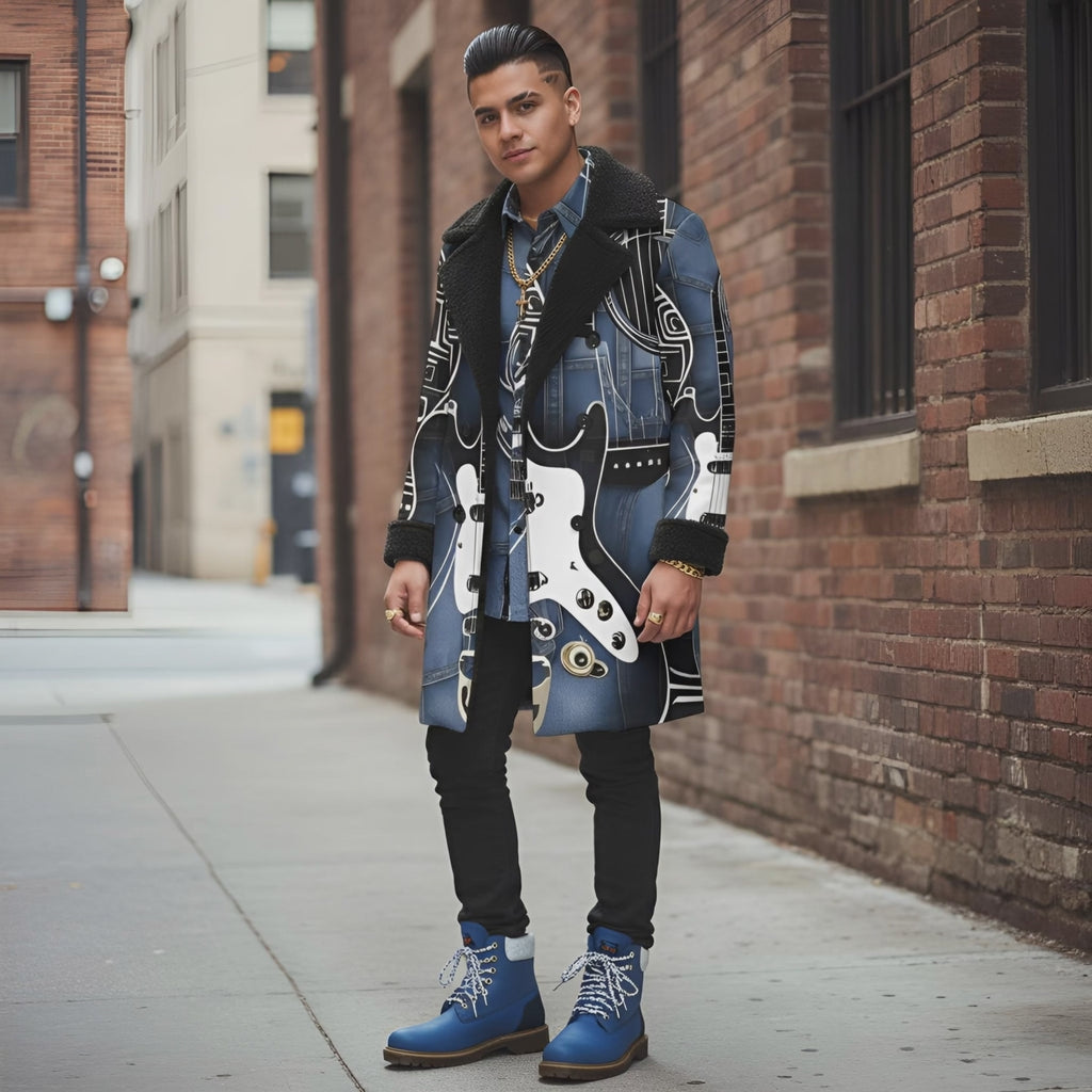  Rich and Rich Bluefiness Men's Minimal Blue Street Italian Made High Top Boot