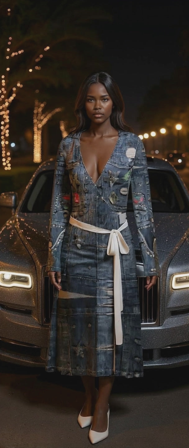 Rich and Rich Jean Look Wrap Dress