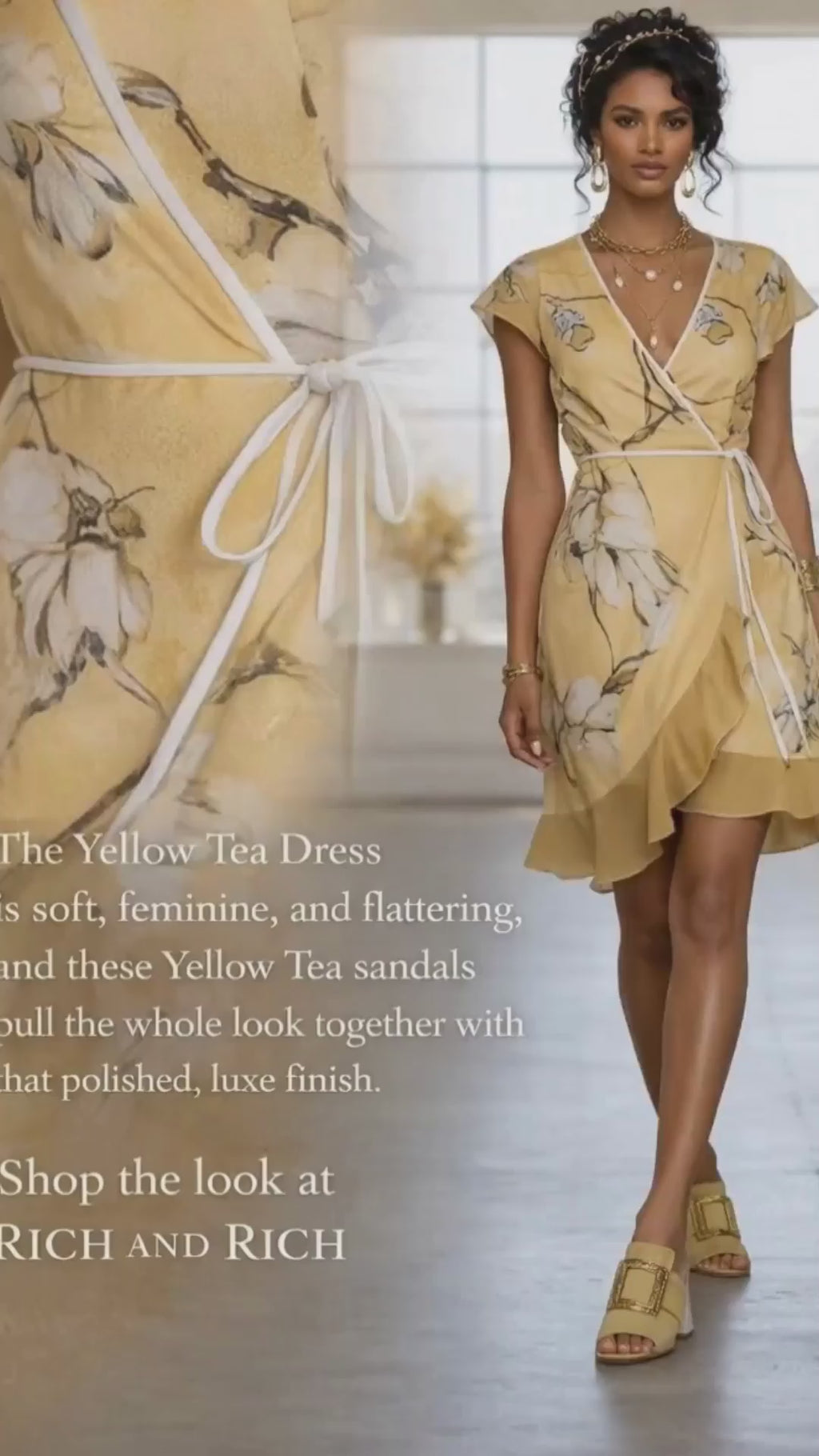 Rich and Rich YellowTea Women’s Yellow Gold Leather Sandals | Luxury Designer Summer Sandals