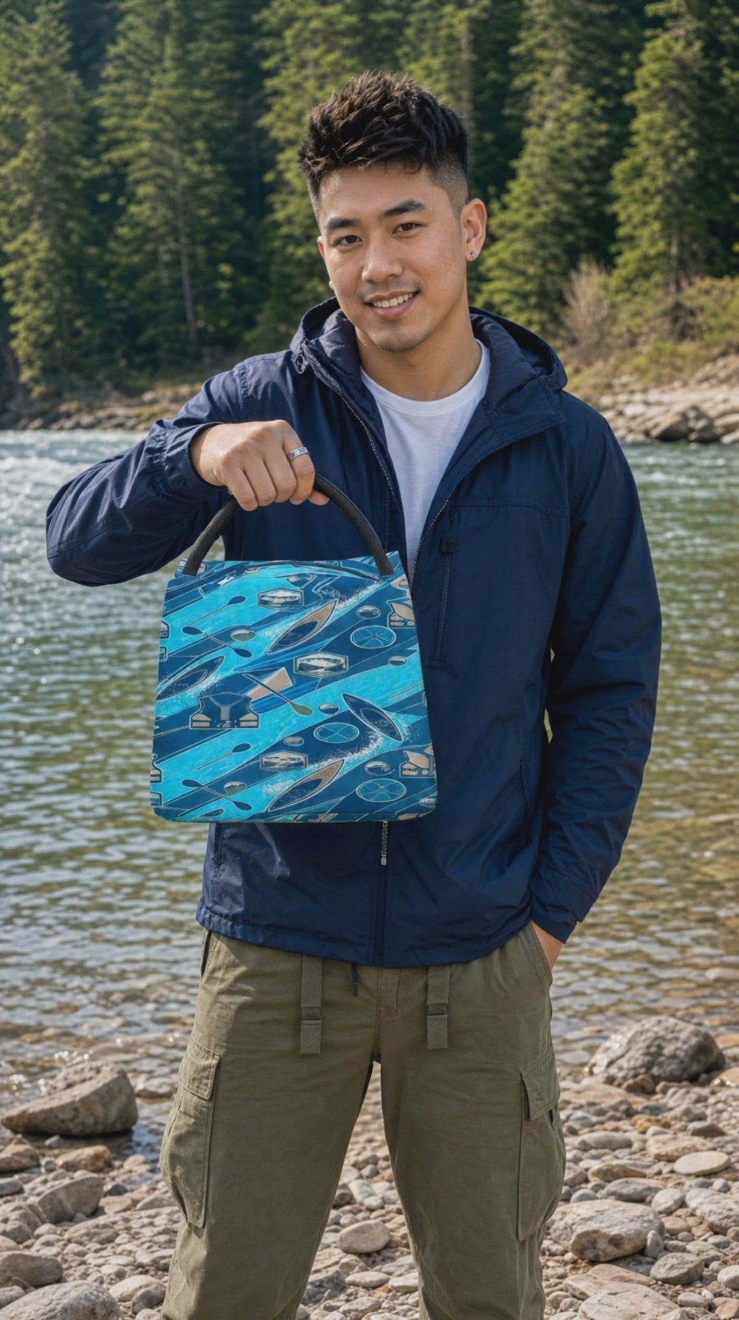 Rich and Rich Sport Utility Kayak / Water Adventure Trapezoid Blue Lunch Bag