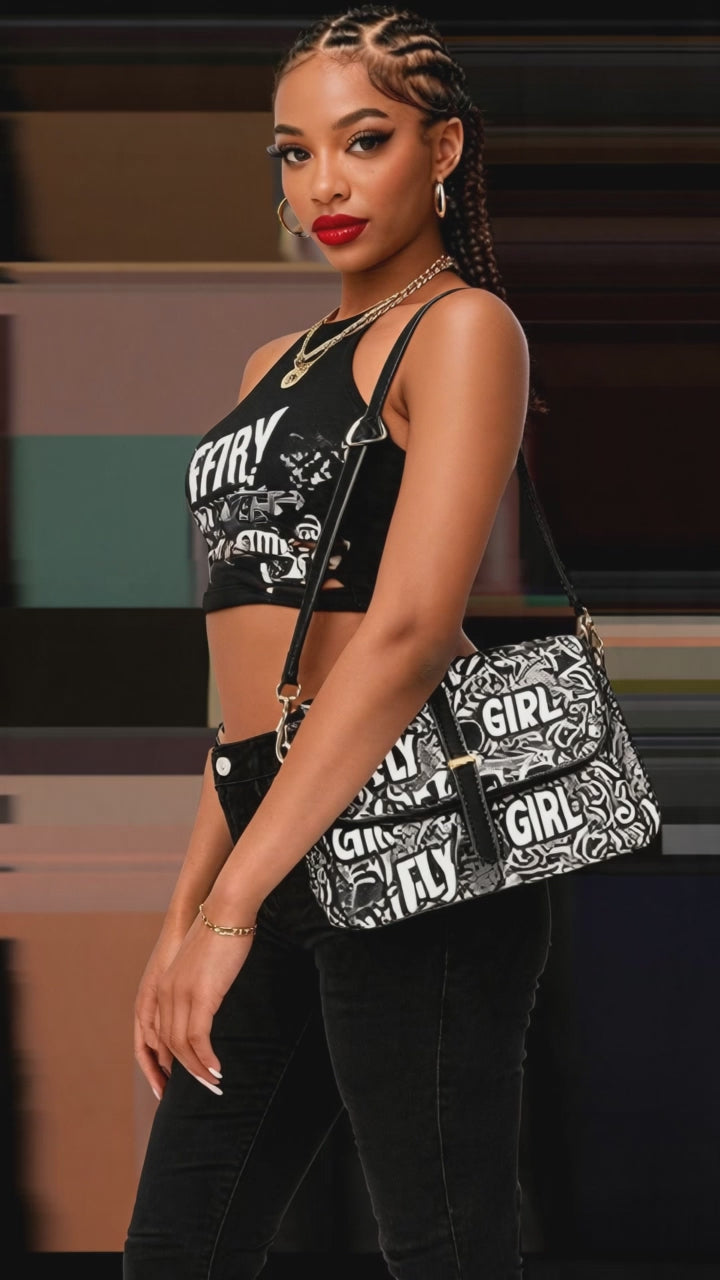 Rich and Rich Women's Fly Girl Leather Black Satchel Bag