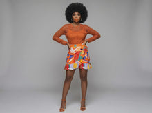 Load and play video in Gallery viewer, Rich and Rich Orange Abstract Designer Flounce Skirt
