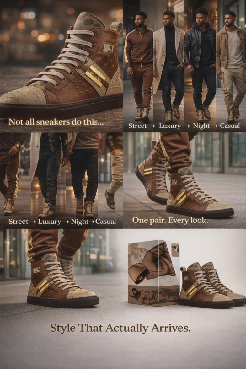 Rich and Rich Brown OtherandHer Basketball Metal Men's High-Top Sneakers