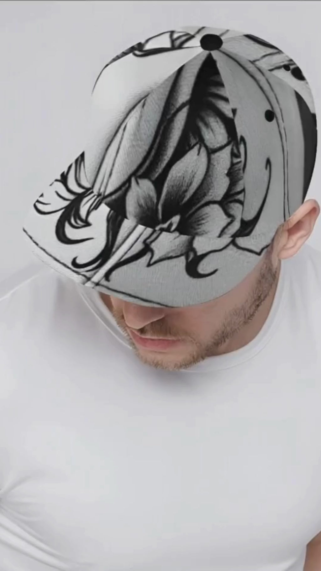 Rich and Rich Men's White Abstract Snapback Hat