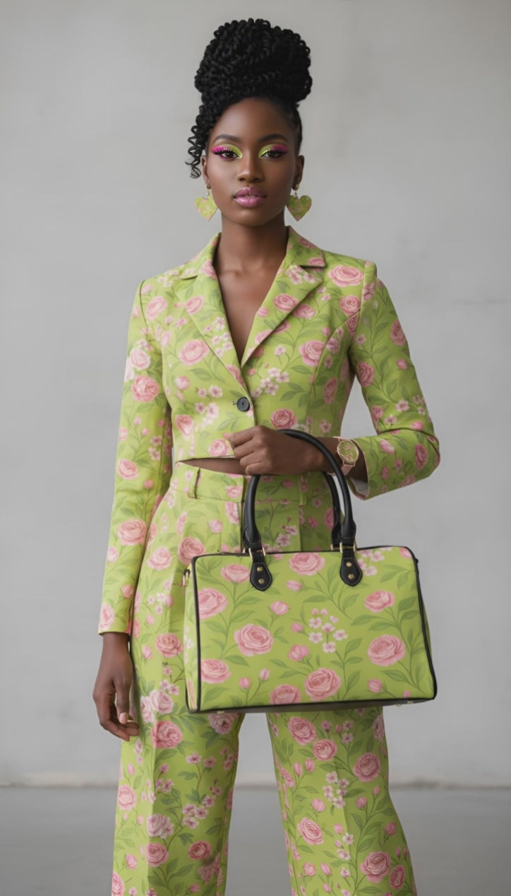 Rich and Rich Pink Floral Purse Watch and Earrings