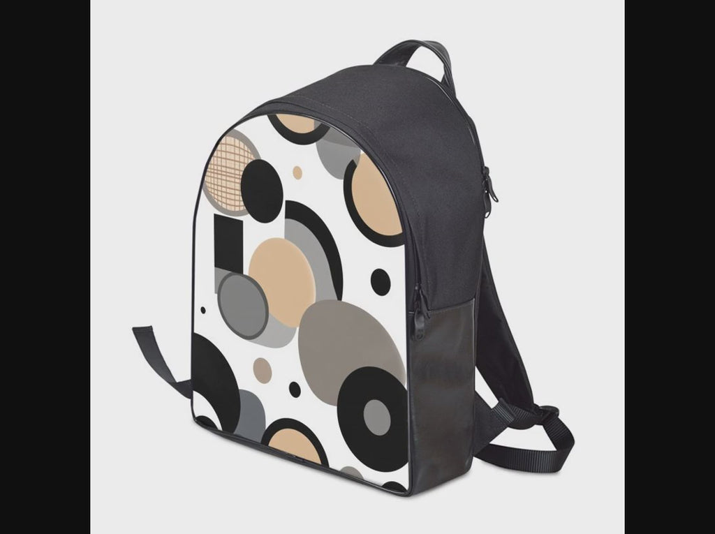 Rich and Rich Beige Designer Circular Dimensions Men’s Backpack | Handmade Leather & Padded Canvas Laptop Backpack
