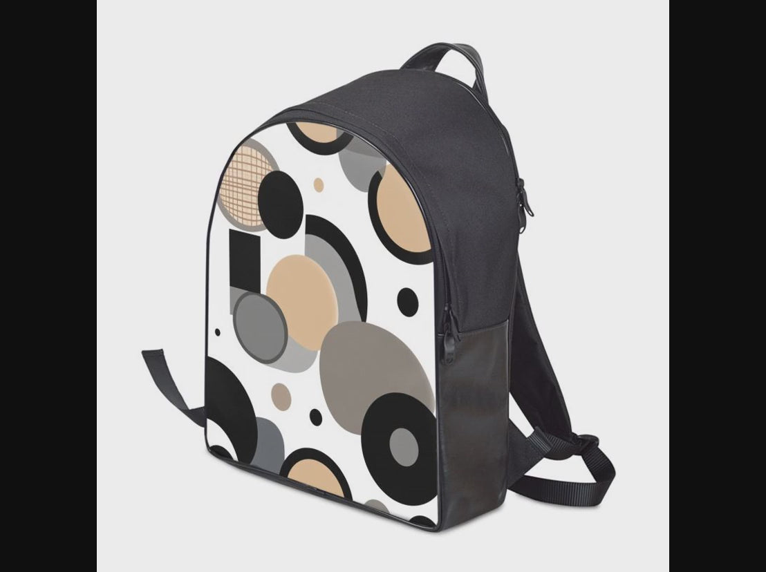 Rich and Rich Beige Designer Circular Dimensions Men’s Backpack | Handmade Leather & Padded Canvas Laptop Backpack