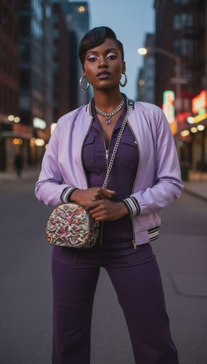 Rich and Rich Violet Bomber Jacket for Women