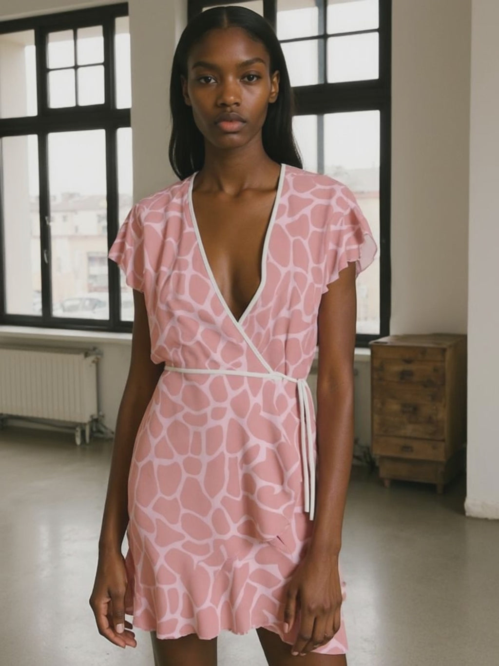 Rich and Rich Pink Abstract Women's Tea Dress