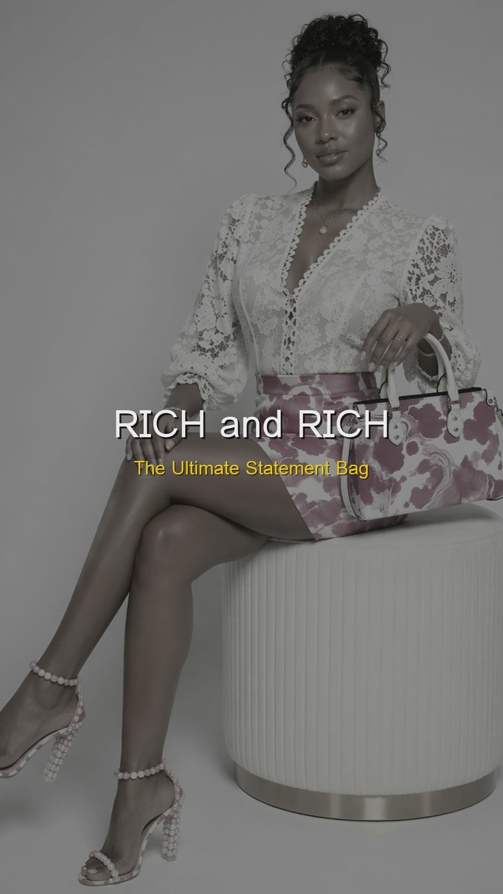 Rich and Rich Pink and White Abstract Women’s PU Leather Handbag | Stylish Top Handle Shoulder Bag