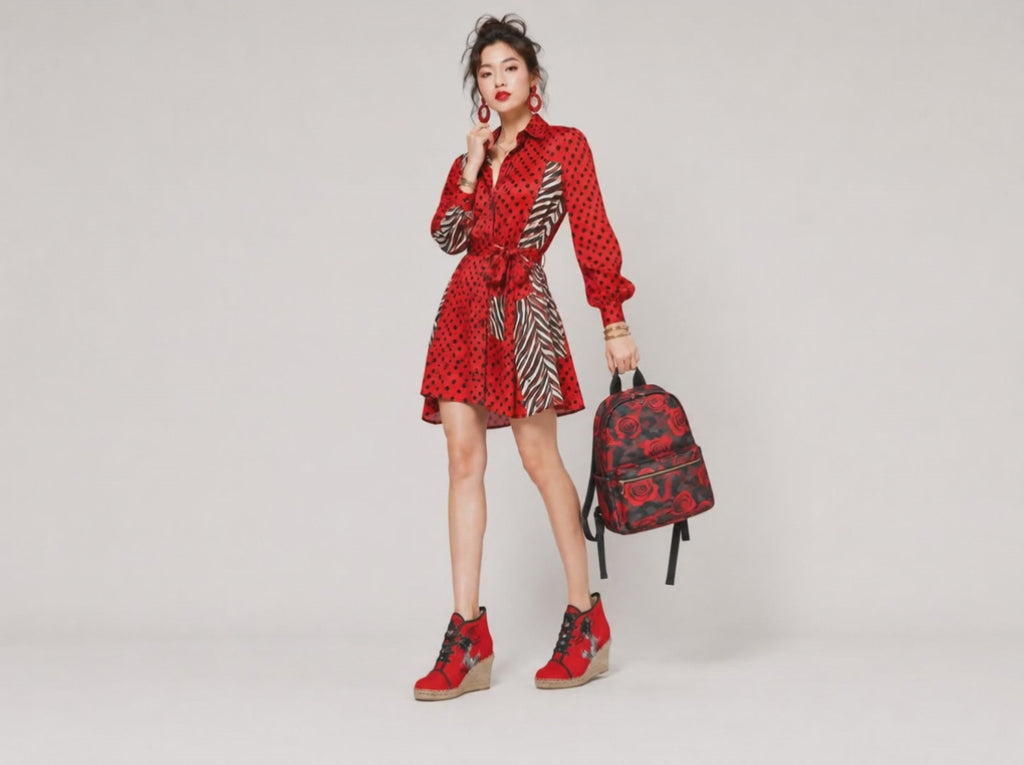 R&RH Women’s Caricature Red Wedge Espadrilles | Designer Jute Platform Shoes