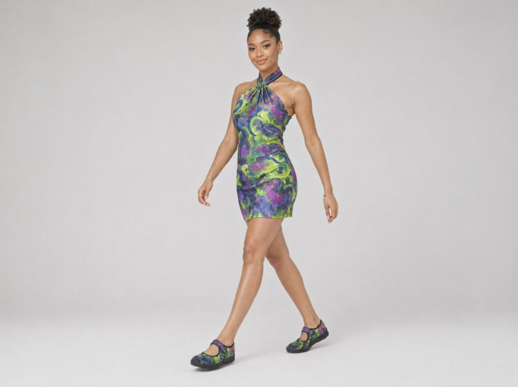 Rich and Rich Key Lime Zen Abstract Women’s Mary Jane Shoes | Lightweight Mesh Mary Janes with EVA Comfort Sole