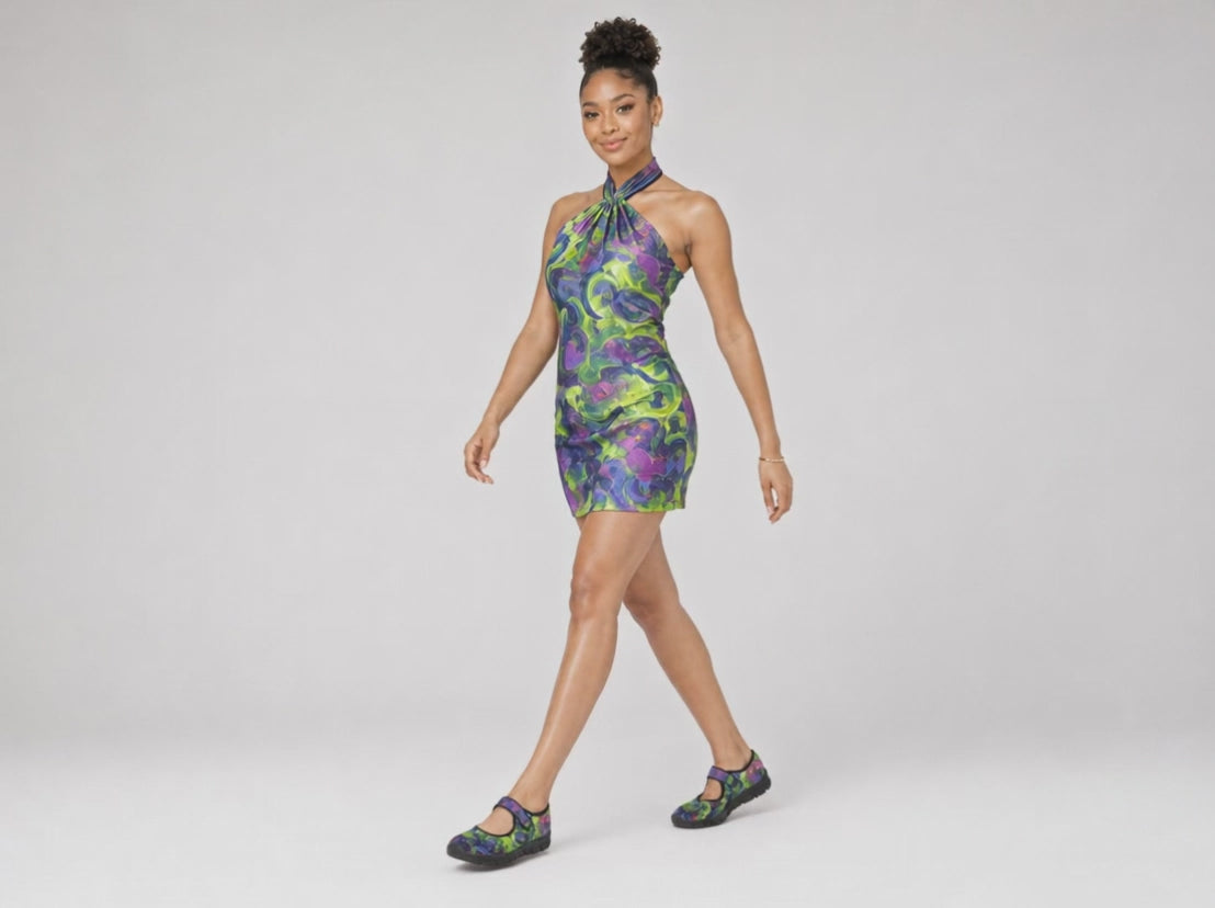 Rich and Rich Key Lime Zen Abstract Women’s Mary Jane Shoes | Lightweight Mesh Mary Janes with EVA Comfort Sole