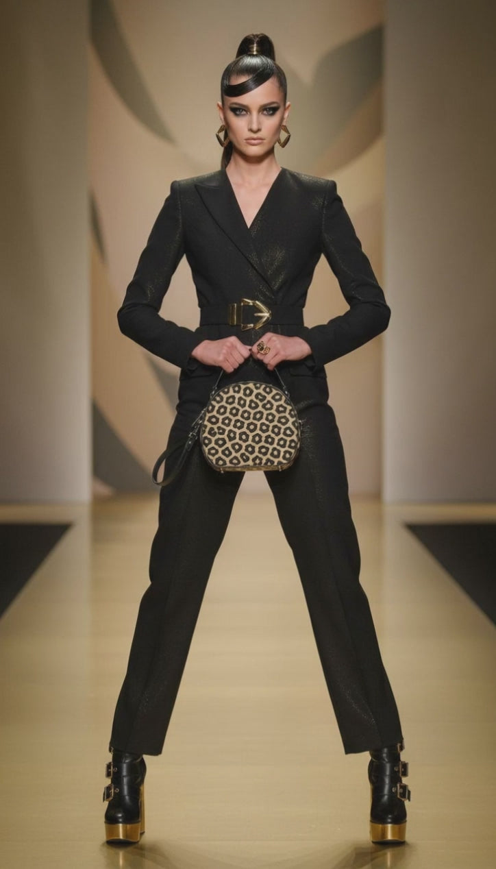 Rich and Rich Safari Brown Animal Print Women's Round Box Leather Purse