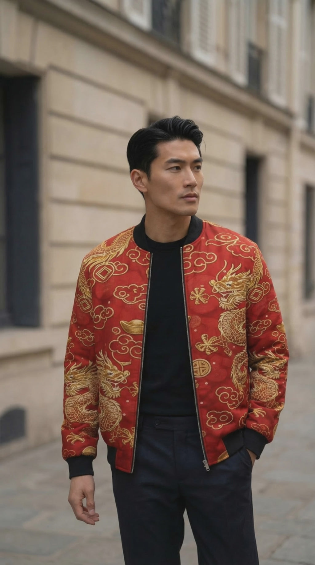 Rich and Rich Red Feng Shui Mens Bomber Jacket