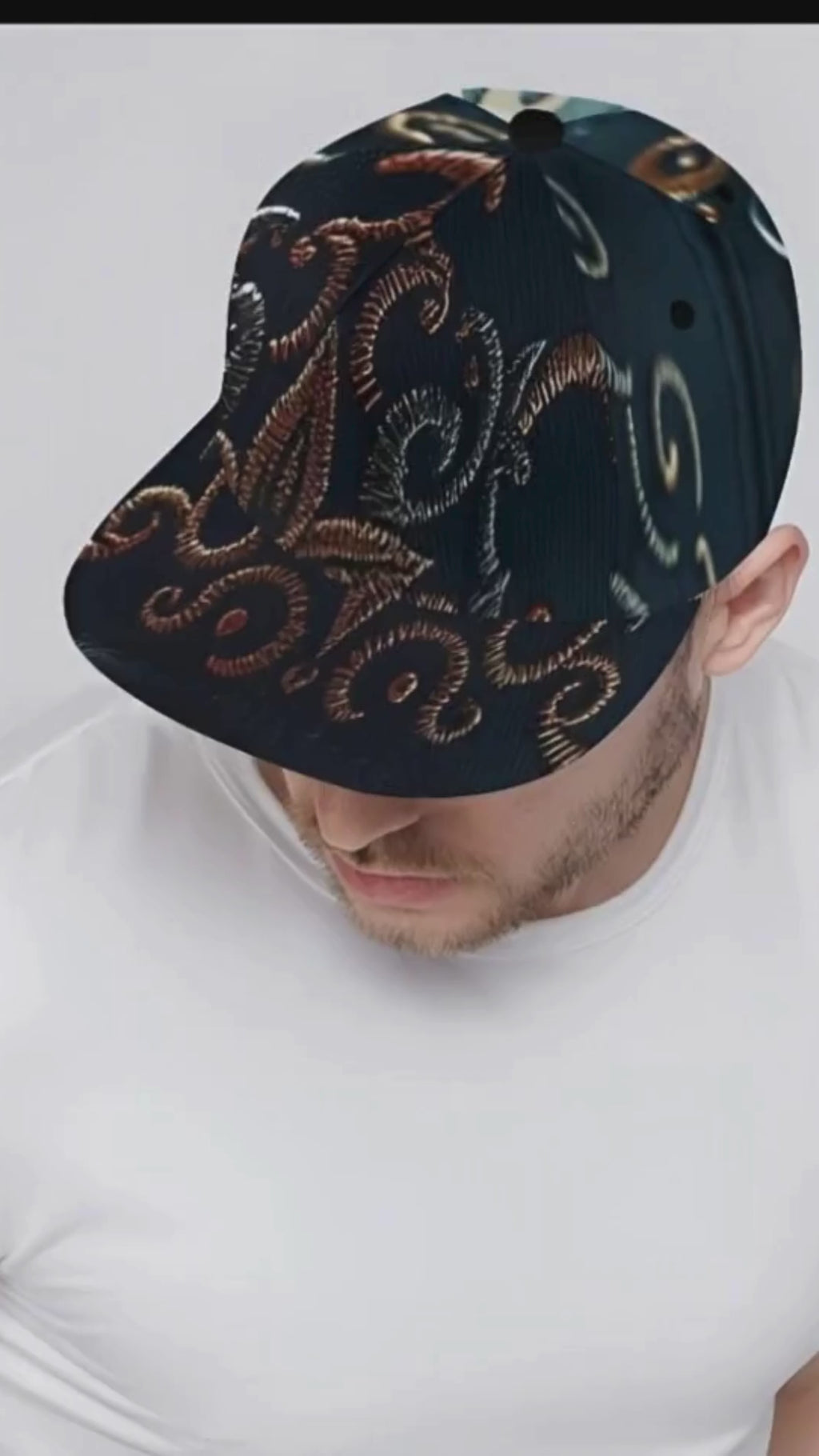Rich and Rich Men's Designer Black Abstract Snapback Hat
