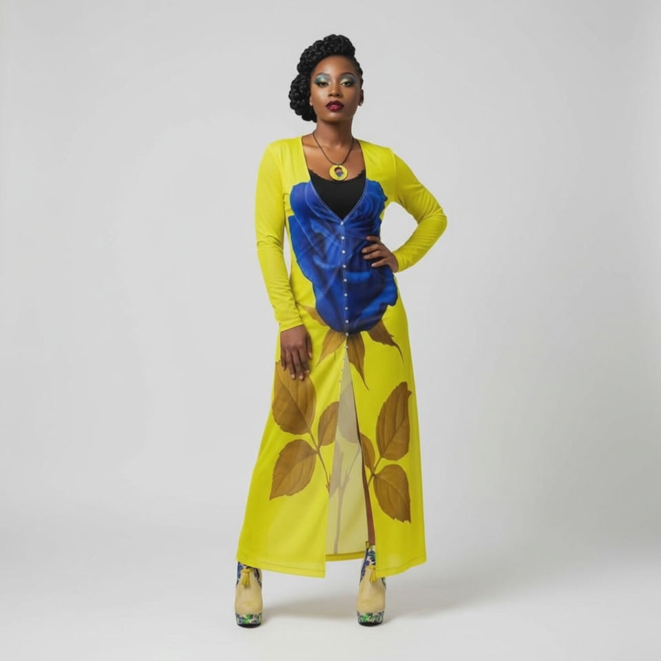 Yellow and Rose Long Cardigan