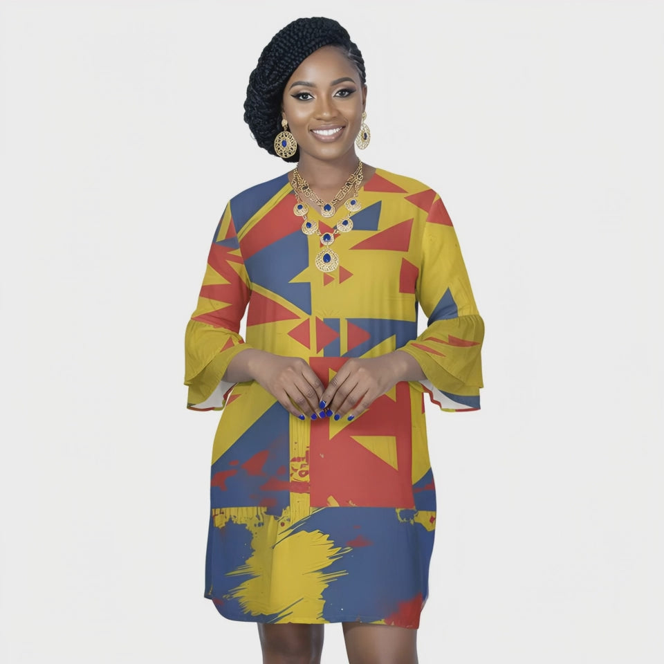 Rich and Rich Women's V-Neck Geometric Floral Mini Dress