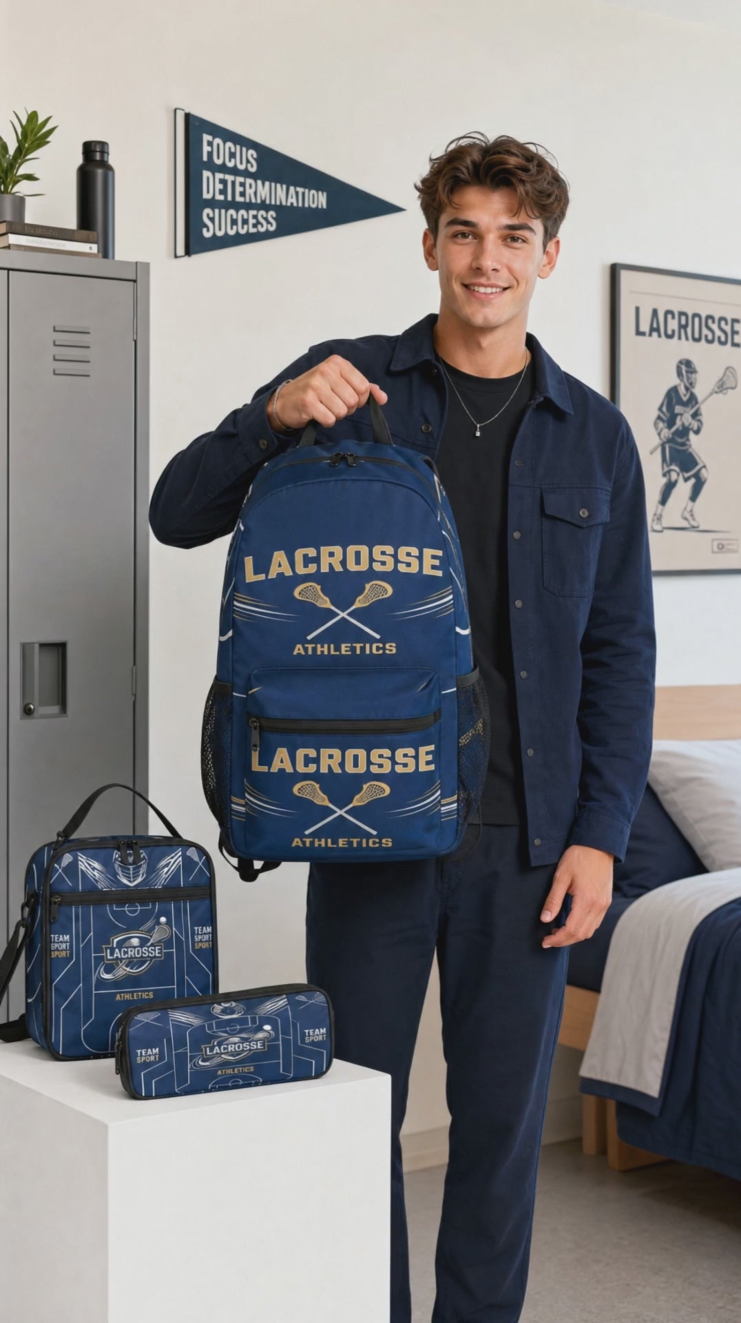 Rich and Rich Sport Utility Lacrosse Unisex Blue Backpack 3 Piece Set Combination