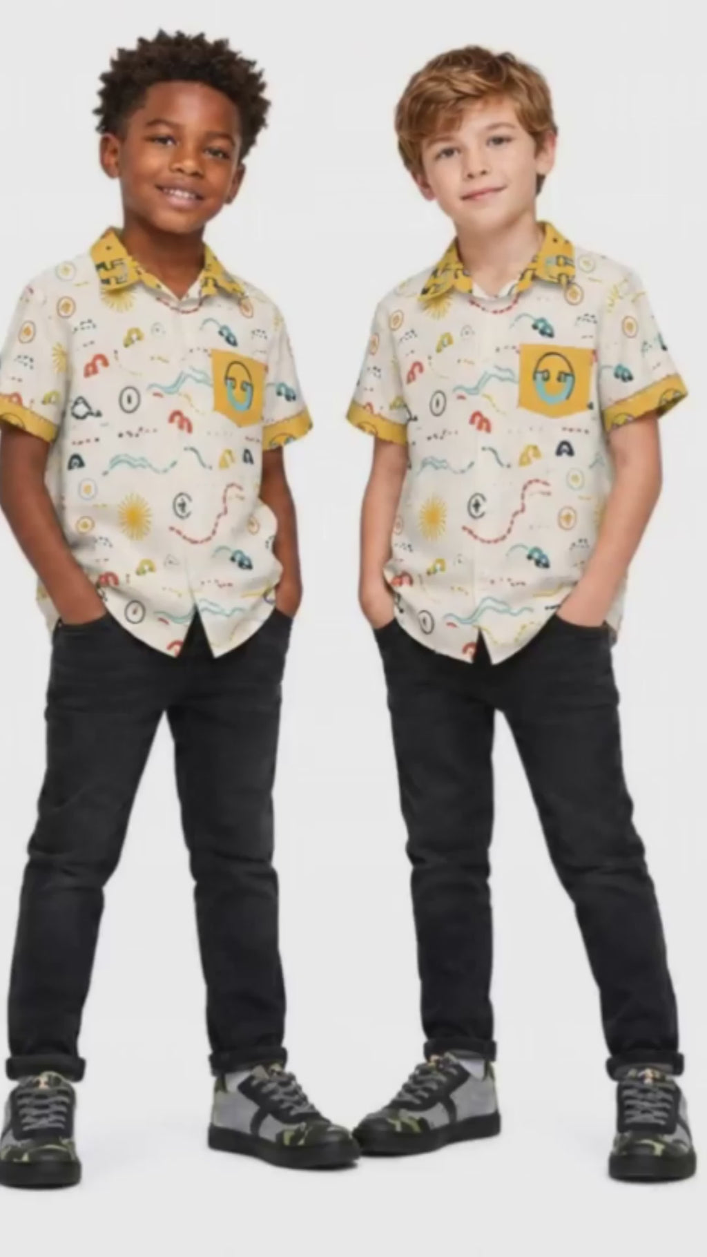 Rich and Rich Yellow Unisex Designer Children's Short Sleeved Shirt