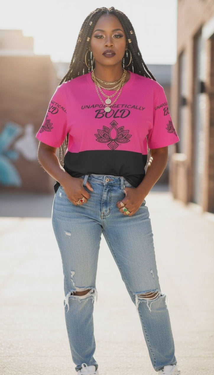 Rich and Rich Unapologetically Bold Women's Pink and Black Tshirt