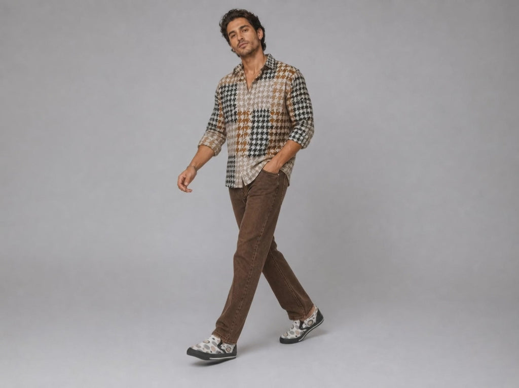 Rich and Rich Beige and White Circular Dimensions Men’s Canvas Shoes | Stylish Men’s Slip-On Canvas Shoes