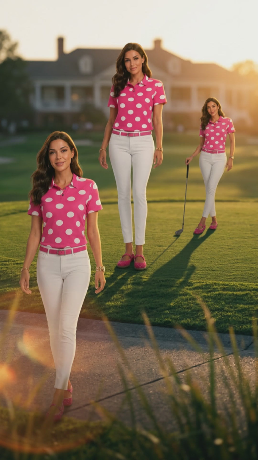 Rich and Rich Women’s Pink Polka Dot Golfers Polo Shirt | Lightweight Breathable Pique Golf Polo