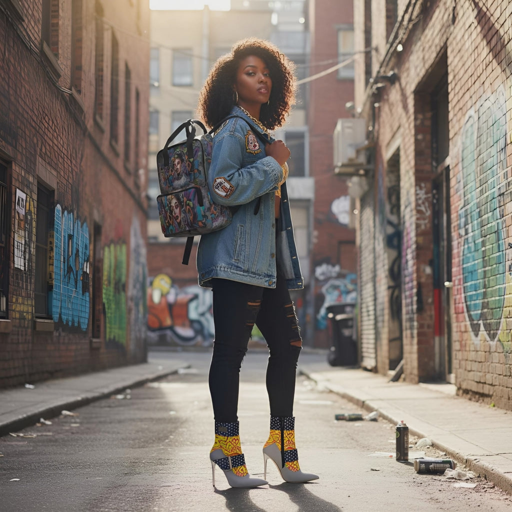 Rich and Rich GrafittiBliss Polka Dot and Fushia Yellow High Heel Belt Women's Boot