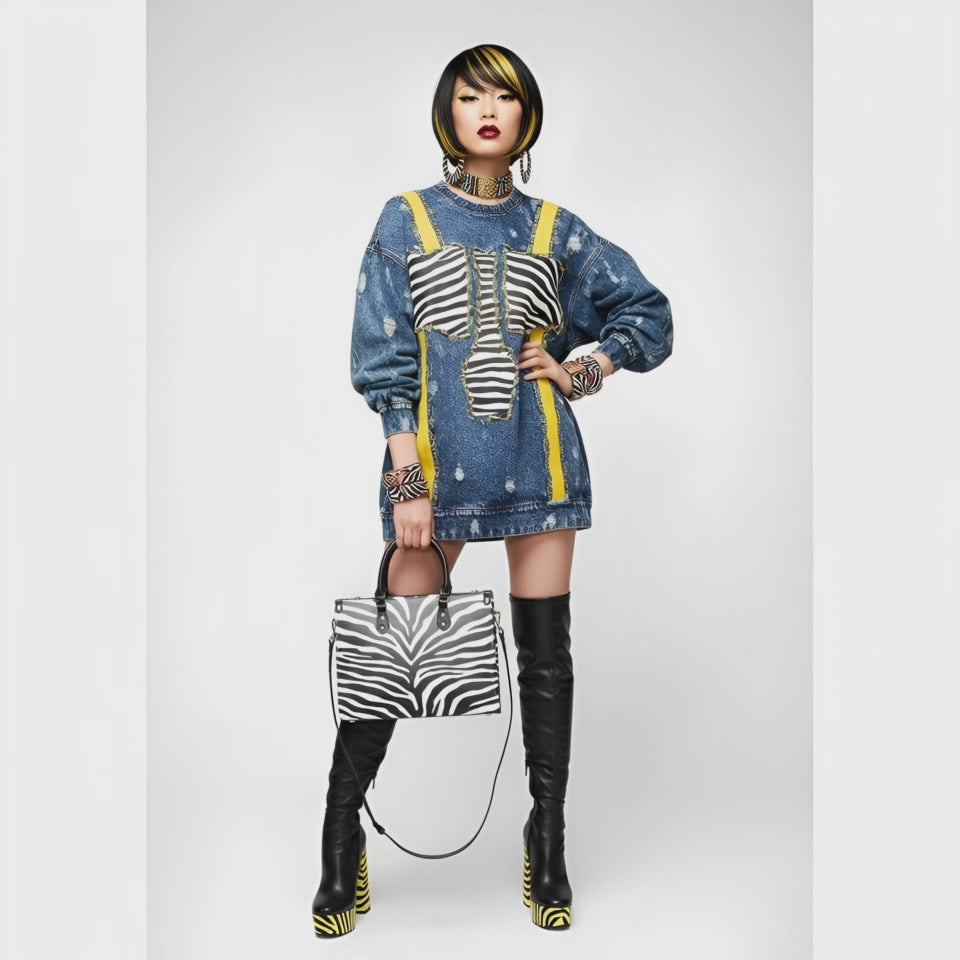 Rich and Rich Zebra Print Graphic Designer Women's Medium Size Handbag