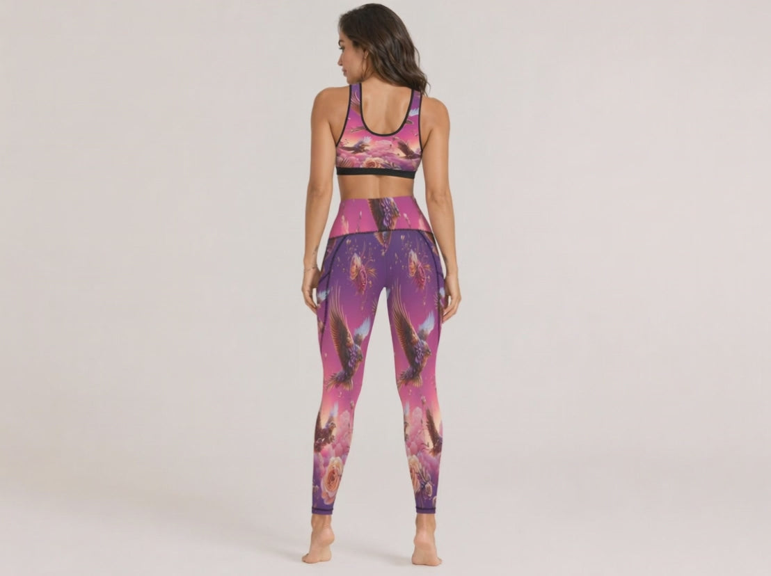 Rich and Rich Pink Nature Inspired Women's Sports Bra