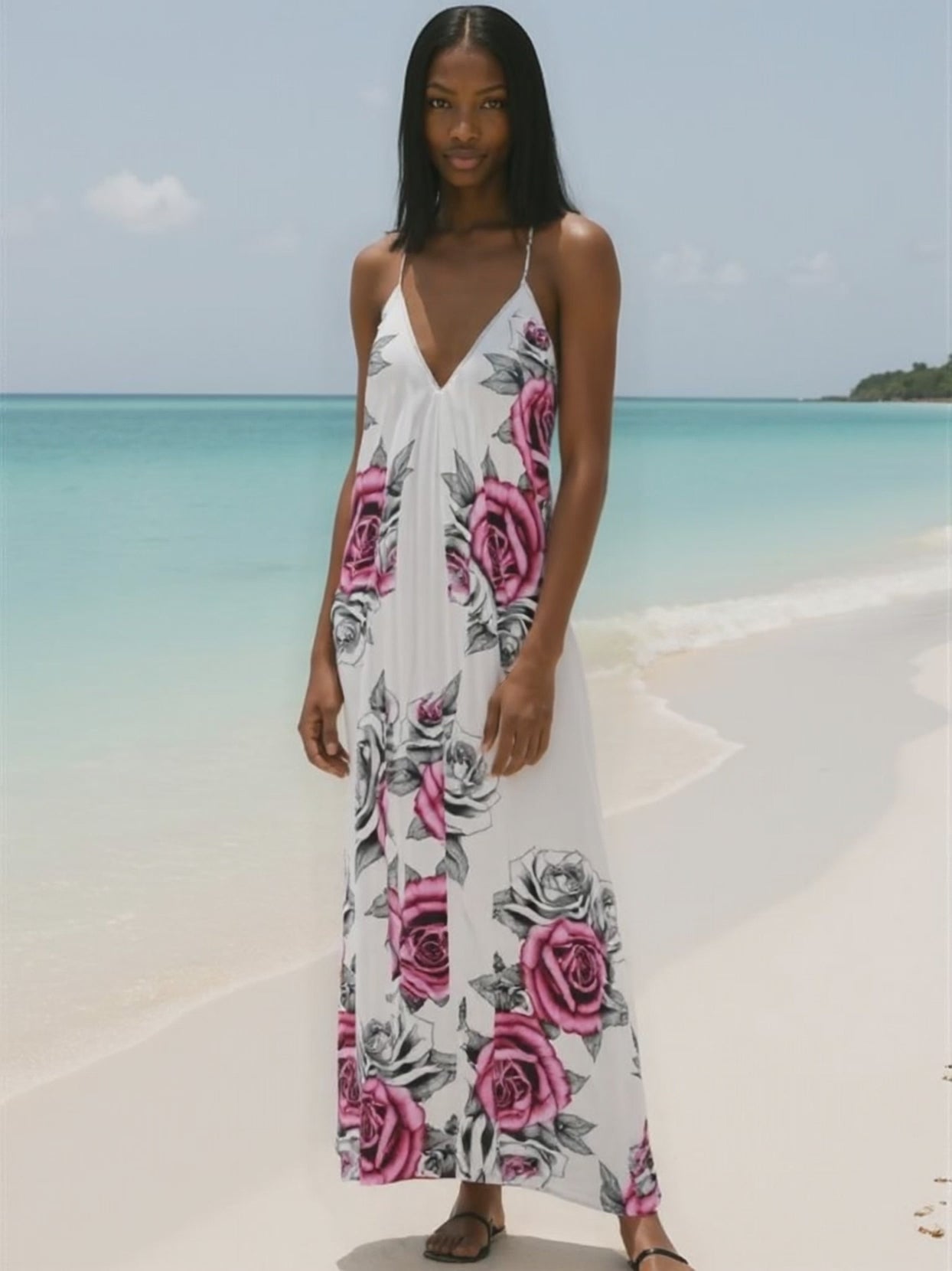 Rich and Rich Pink Roses Halter Dress