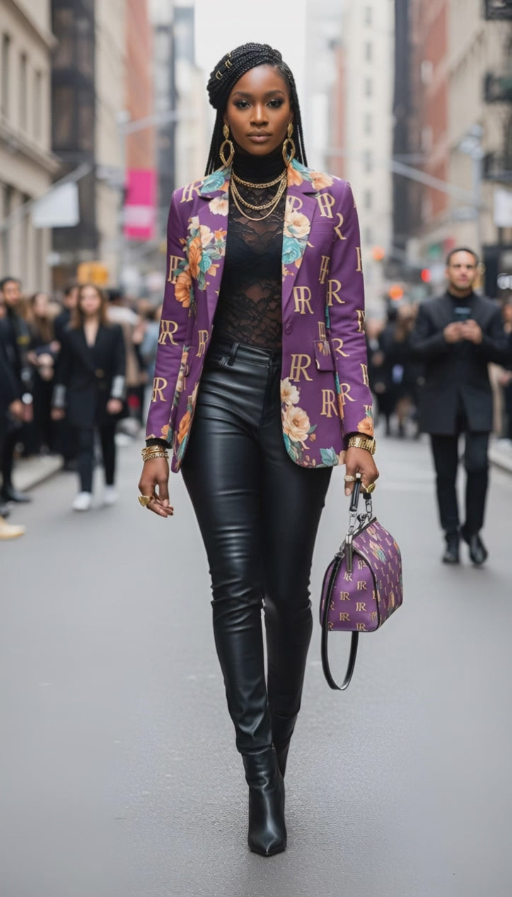 Rich and Rich Women's Purple Casual Suit Blazer