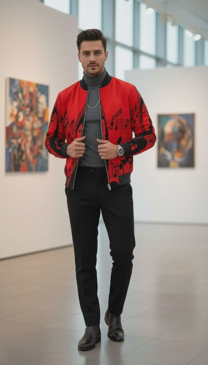 Musical Notes Mens Bomber Jacket
