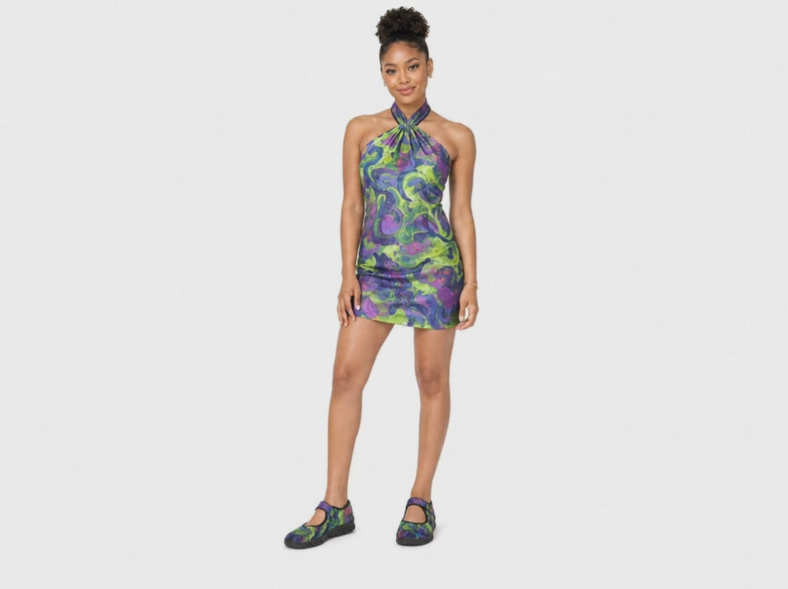 Rich and Rich Key Lime Zen Abstract Women’s Mary Jane Shoes | Lightweight Mesh Mary Janes with EVA Comfort Sole