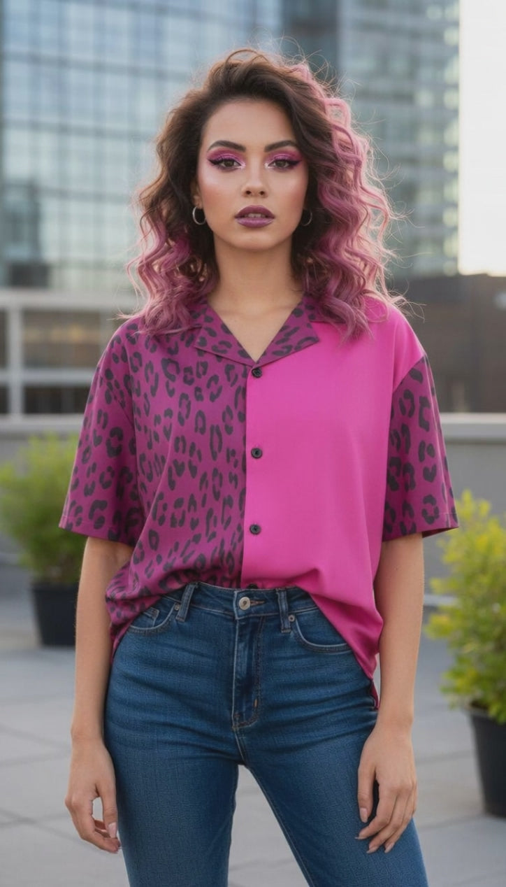 Rich and Rich Magenta Animal Print Women's Hawaiian Shirt