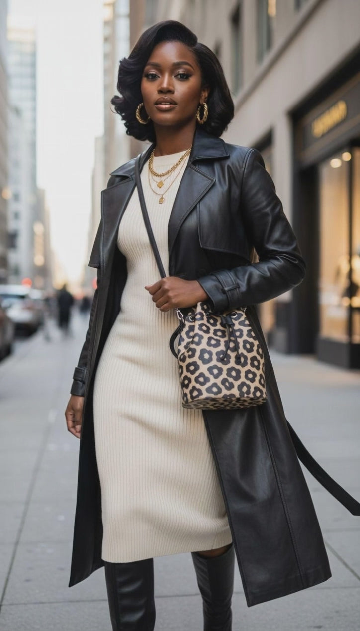 Rich and Rich Animal Print Leather Bucket Bag