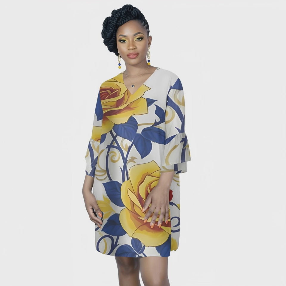 Rich and Rich Women's V-Neck Geometric Floral Mini Dress