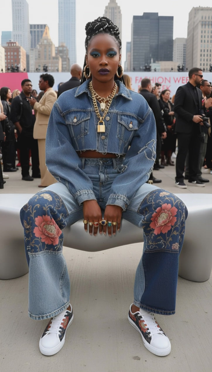 Rich and Rich Blue Floral Women's Canvas Shoes