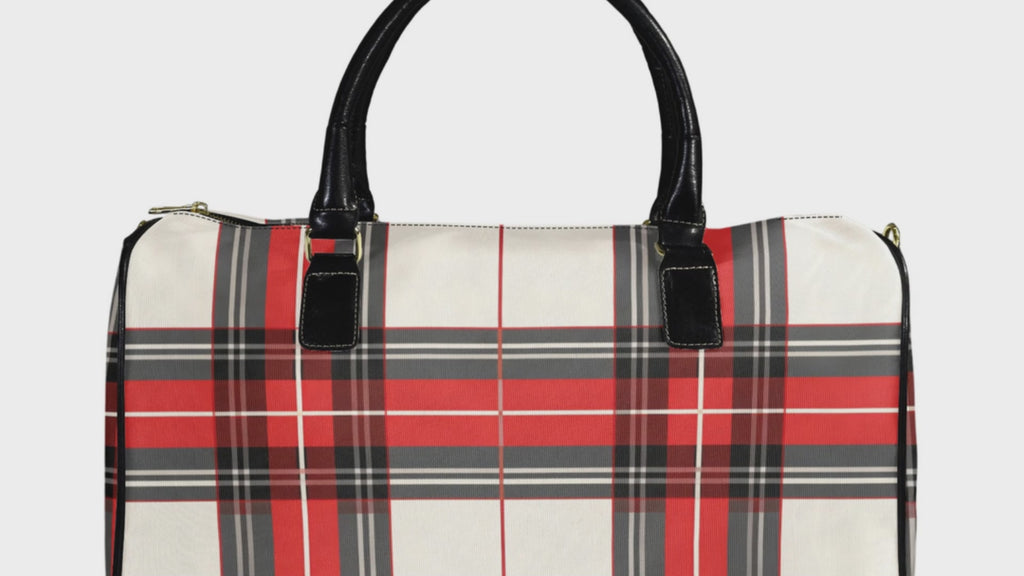 Rich and Rich Beige and Red Checkered Leather Premium 1200D Nylon Travel Bag for Gym & Travel