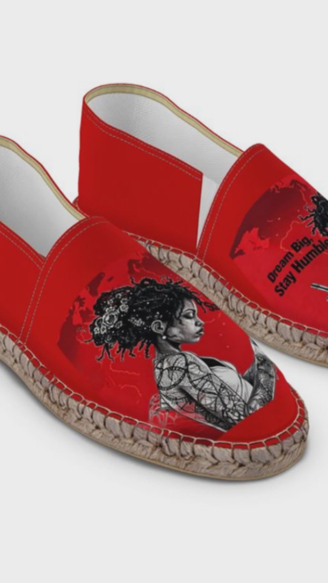 Rich and Rich Women’s Red Caricature Espadrilles | Handmade Summer Slip-On Shoes with Jute Insole