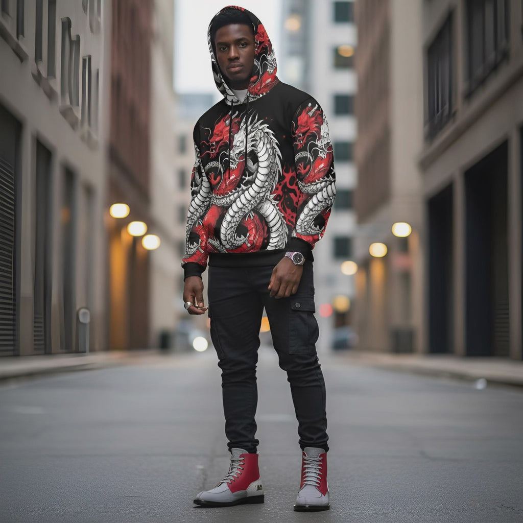 Rich and Rich Black and Red Snake Men's Hoodie