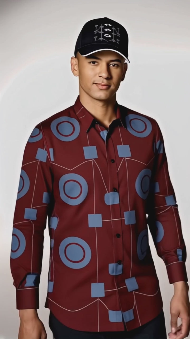 R&RH Geometric Sandwich Peak Unisex Black Cap