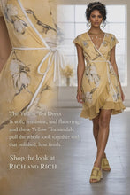 Load and play video in Gallery viewer, Rich and Rich  Women's Pale Yellow Tea Dress | Women’s Designer Sleeveless Wrap Mini Dress
