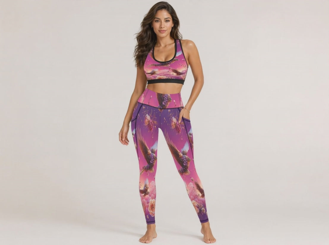 Rich and Rich Pink Nature Inspired Women's Sports Bra