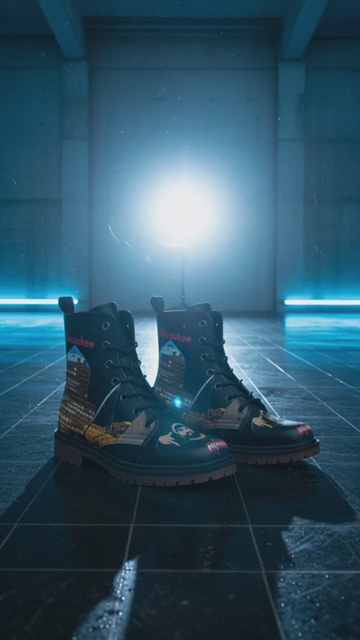 Rich and Rich Unisex Caricature Casual Leather Lightweight Black Boots