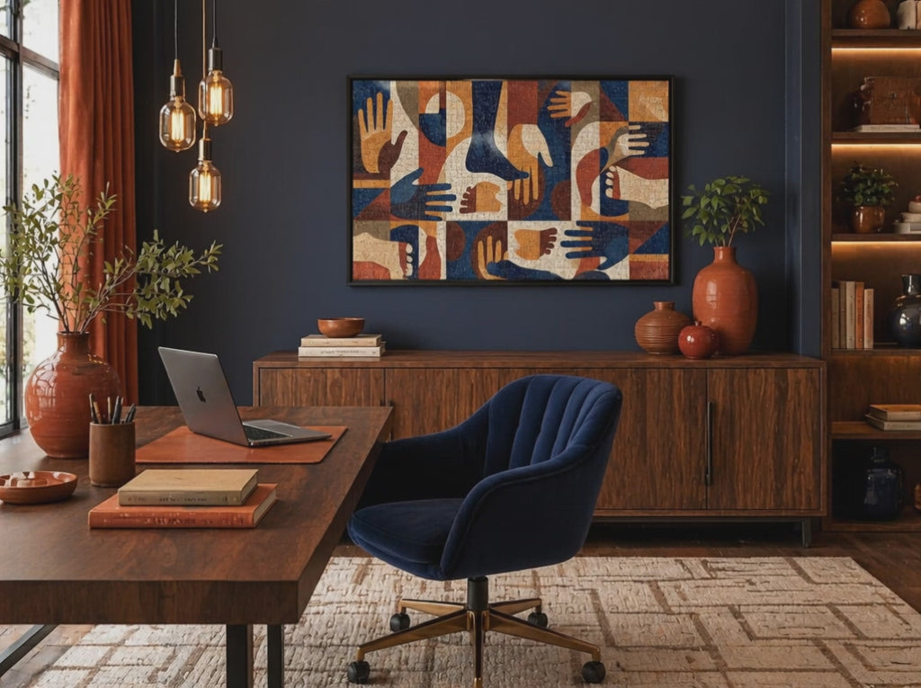 Rich and Rich The Colors of Life — Abstract Unity Hands Wooden Jigsaw Puzzle Wall Art