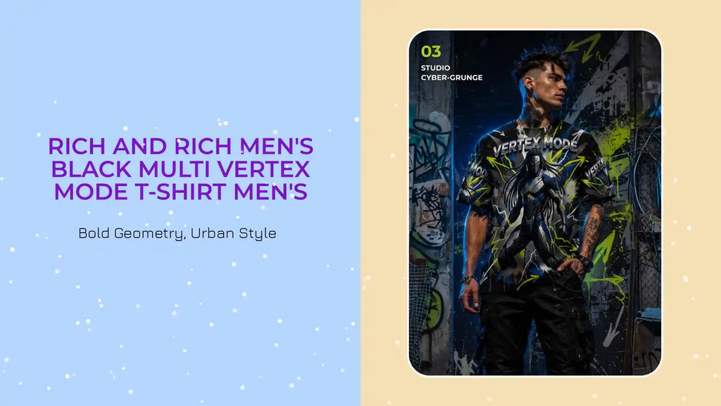 Rich and Rich Men's Black Multi Vertex Mode T-Shirt Men's by@Outfy