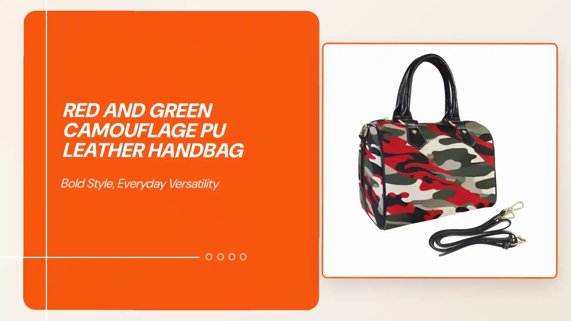 Red and Green Camouflage PU Leather Handbag by@Outfy